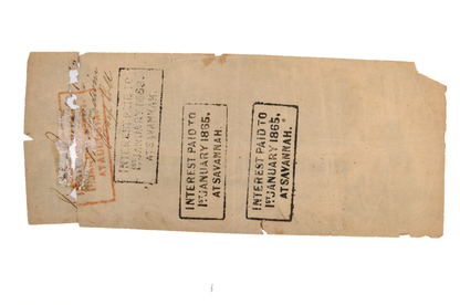 1862 Confederate States 100 Dollar Note - Visible White Steam Type - Interest Stamps - 1862 CSA One Hundred Dollar Banknote - CS-39/T-39