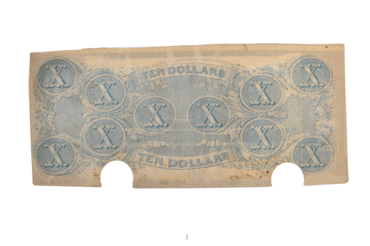 1863 Confederate States of America 10 Dollar Note - Almost Uncirculated, Cancelled - 1863 Confederacy Ten Dollars Obsolete Note - T-59/CS-59