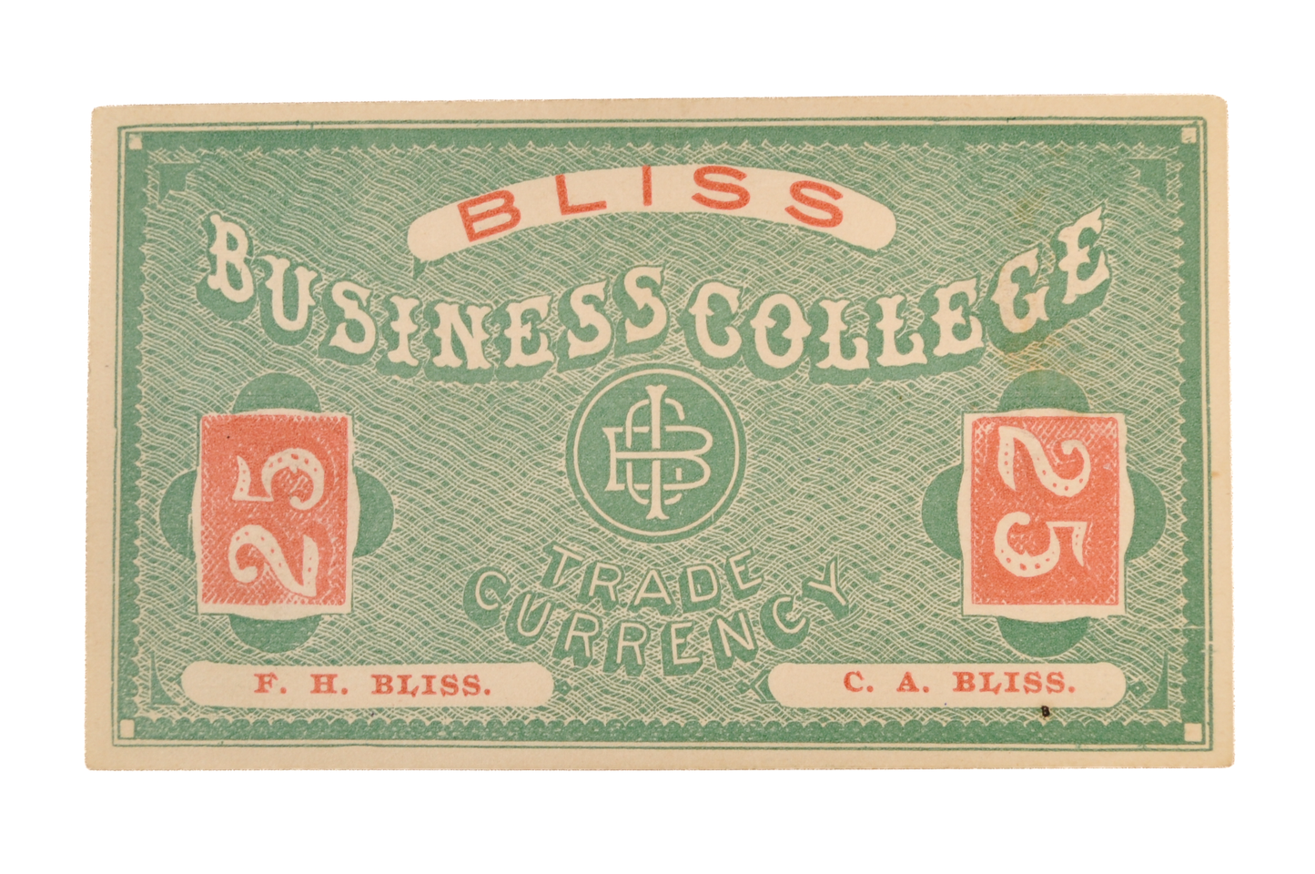 1890s N.D. Bliss Business College Currency 25 Cents Note - Keene, NH - Uncirculated (UNC) - Bliss Business College Twenty Five Cents Note