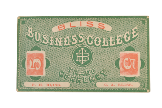 1890s N.D. Bliss Business College Currency 5 Cents Note - Keene, NH - Uncirculated (UNC) - Bliss Business College Five Cents Trade Currency