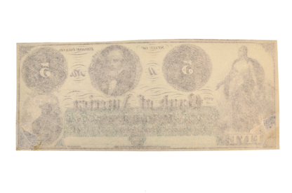 1860s Bank of America 5 Dollar Rhode Island Obsolete Note - Uncirculated Remainder - 1800s RI Bank of America Five Dollars Obsolete Note