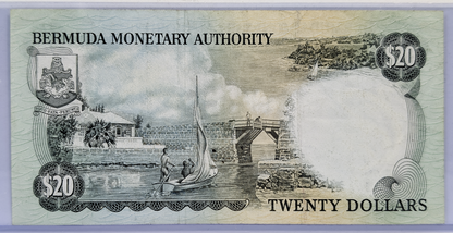 RARE 1984 Bermuda Monetary Authority 20 Dollar Note - A/2 Prefix, May 1st, 1984 - 1984 British Bermuda Twenty Dollar Note - P#31c