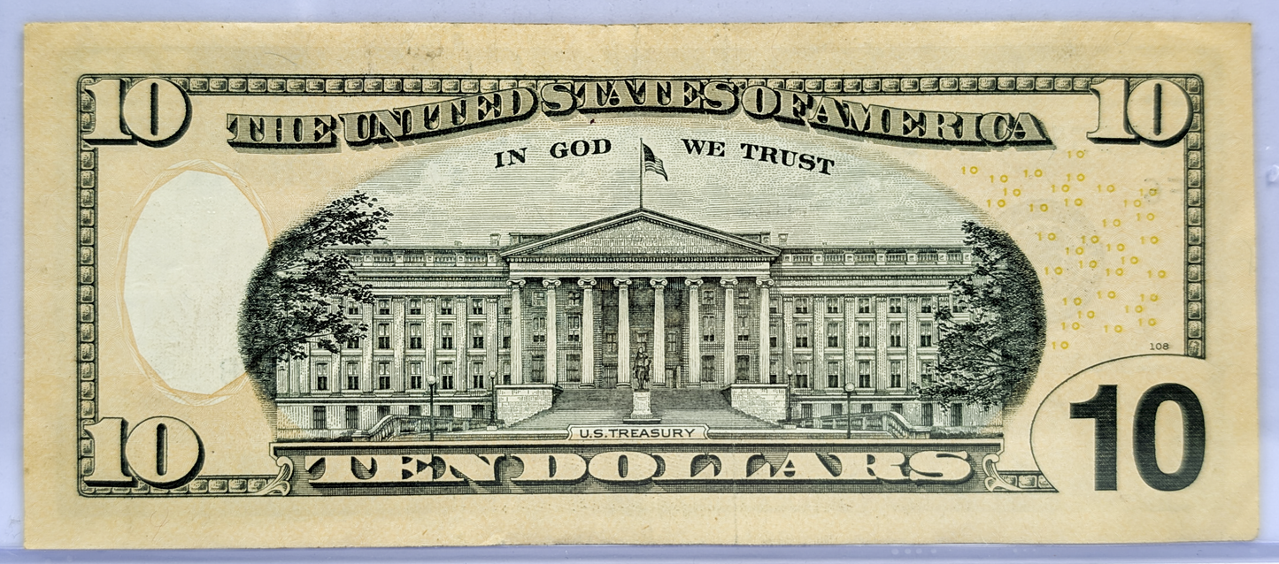 2017A Fancy Triple Repeater Serial Number 10 Dollar Banknote - 55567774 - 2017-A Novelty Fancy Serial US Ten Dollar Note - Fr.2045-F