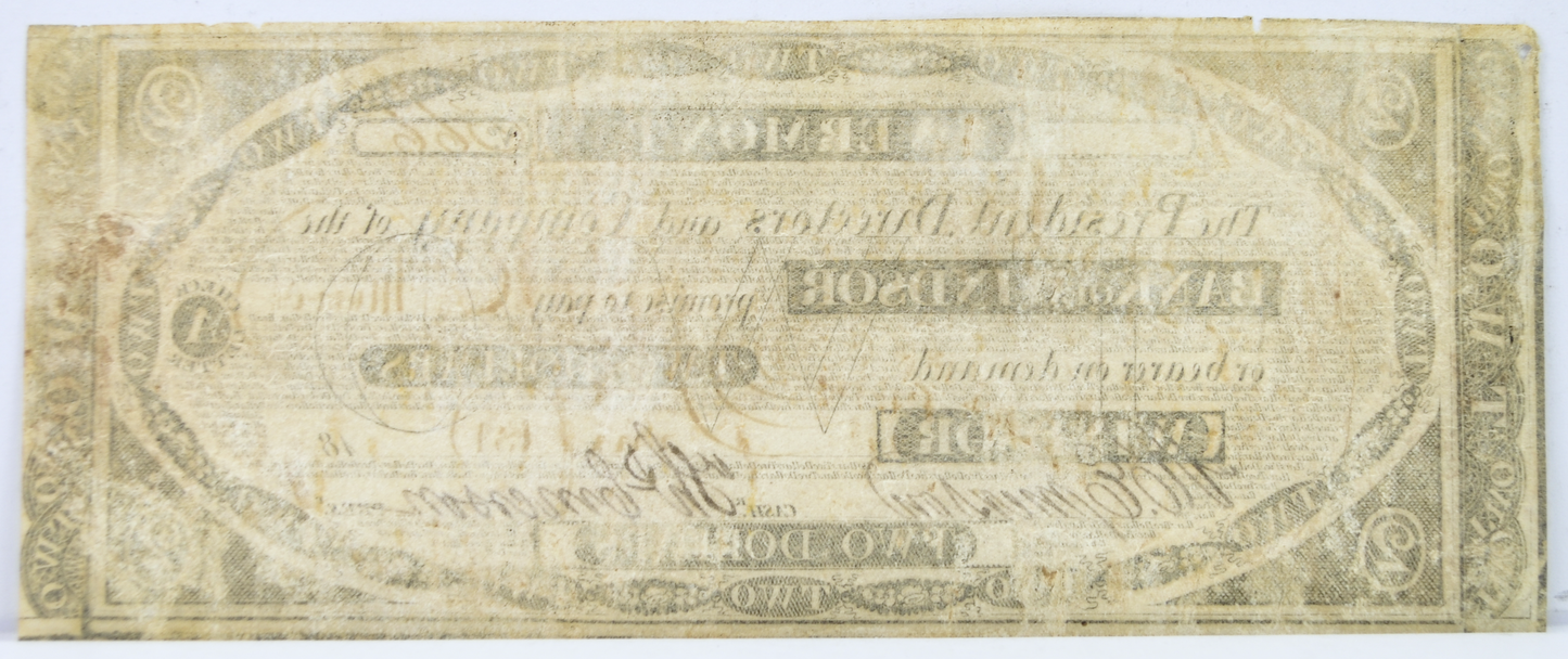 1830s Bank of Windsor 2 Dollar Vermont Obsolete Note - Extremely Fine (XF) - 1830s Windsor Vermont Two Dollars Obsolete Banknote