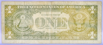 1957 Silver Certificate 1 Dollar Faded Ink Seal Note - Contaminated Ink Error - 1957 One Dollar Light Blue Seal Error Banknote - Fr#1619