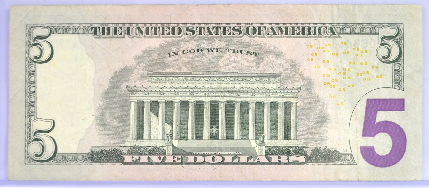 2009 US Federal Reserve 5 Dollar Star Note - Boston (A) - Extremely Fine (XF) - 2009 Green Seal Five Dollars Star Note - Fr.1995-A*