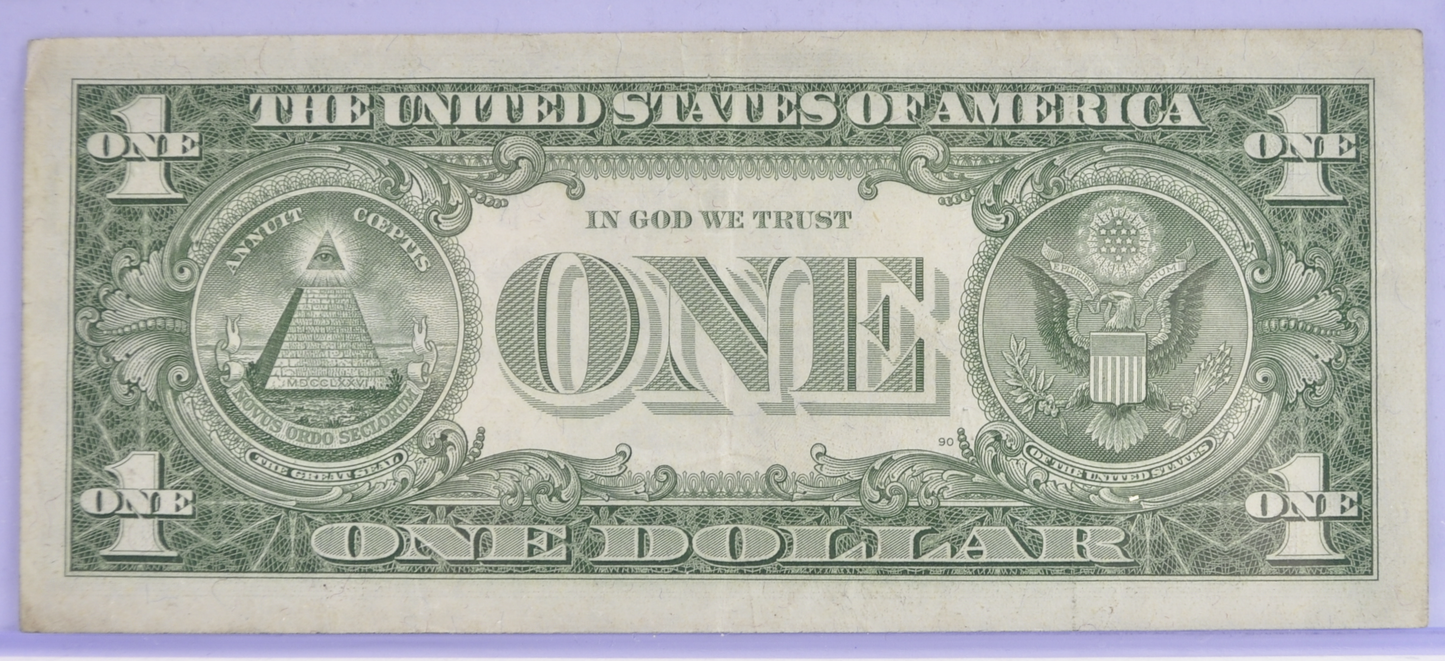 1957 Devil 666 Fancy Serial Number 1 Dollar Silver Certificate - 83466650 - 1957 Blue Seal One Dollar Devil's Serial Bank Note - Fr#1619