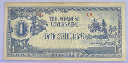 1942 Japan Oceania 1 Shilling Note - Rarer WW2 Japan Occupied Note - 1942 Japanese Government Australia Oceania One Shilling Note - P#2a