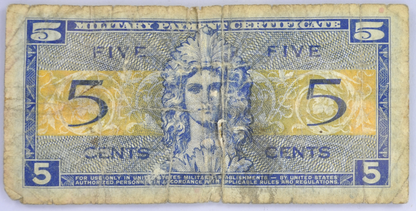 1954 U.S. Military 5 Cent Payment Certificate - Scarce Series 521 - 1954 United States Military Five Cents Payment Certificate - P#M29a