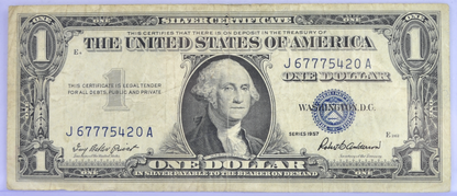 1957 Lucky 777 Fancy Serial Number 1 Dollar Silver Certificate - 67775420 - 1957 Blue Seal One Dollar Fancy Serial Bank Note - Fr#1619