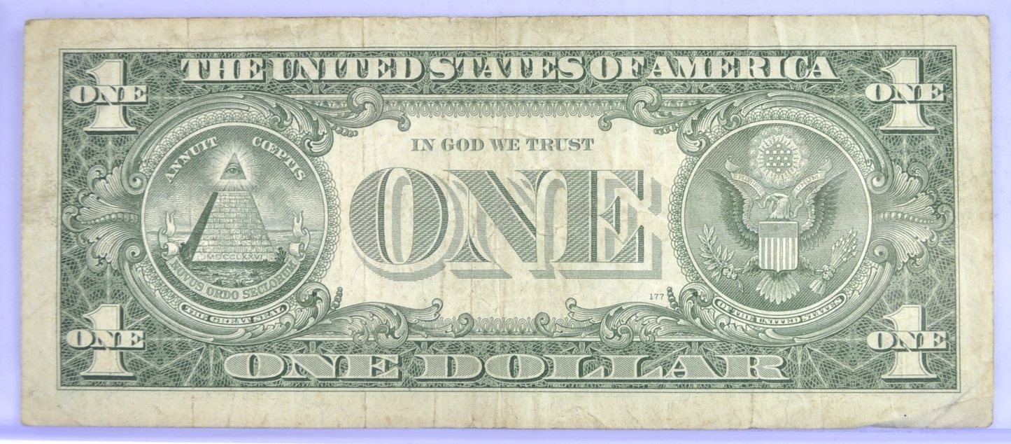 1957 Lucky 777 Fancy Serial Number 1 Dollar Silver Certificate - 67775420 - 1957 Blue Seal One Dollar Fancy Serial Bank Note - Fr#1619