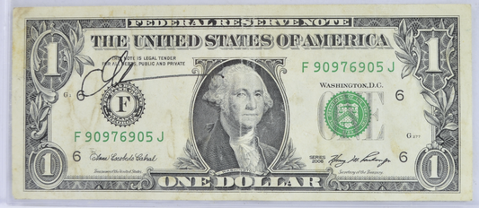 2006 US 1 Dollar David Bowers Autograph Note - Famous Signature - 2006 Federal Reserve Autographed One Dollar Note - Fr.1932-F
