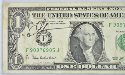 2006 US 1 Dollar David Bowers Autograph Note - Famous Signature - 2006 Federal Reserve Autographed One Dollar Note - Fr.1932-F