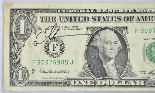 2006 US 1 Dollar David Bowers Autograph Note - Famous Signature - 2006 Federal Reserve Autographed One Dollar Note - Fr.1932-F