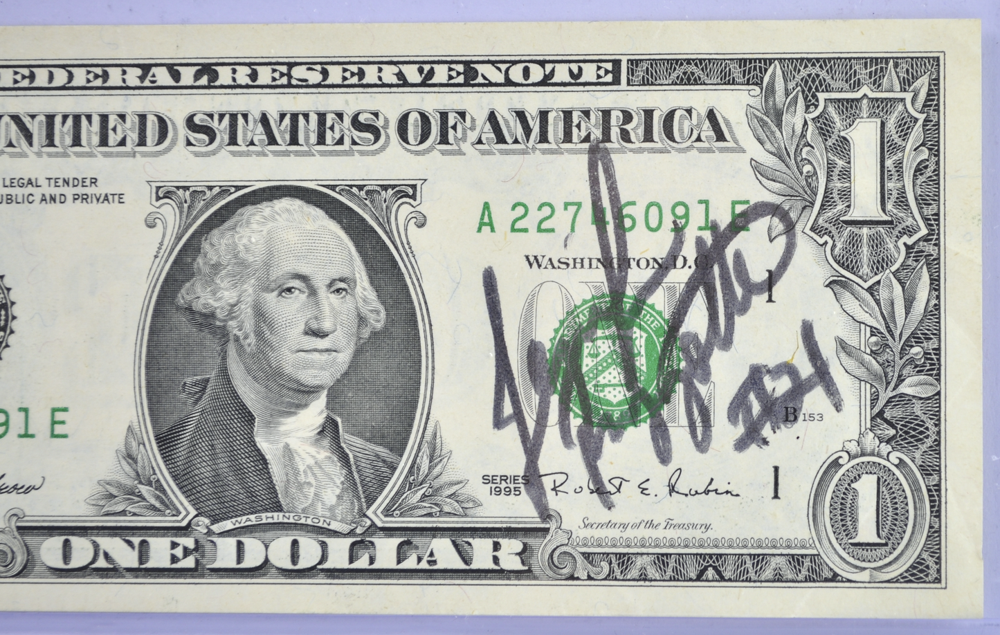1995 US 1 Dollar Jen Rizzotti #21 Autograph Note - Women's Basketball Player Signature - 1995 Autographed One Dollar Note - Fr.1921-A