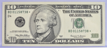 1999 Federal Reserve 10 Dollar Star Note - Cleveland (D) Issue - Uncirculated (UNC) - 1999 Ten Dollar Green Seal Star Note - Fr#2033-D*