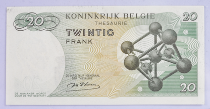 1964 Belgium Treasury 20 Francs Note - Signature #1 - Uncirculated (UNC) - 1964 Royaume de Belgique Twenty Francs Note - P#138