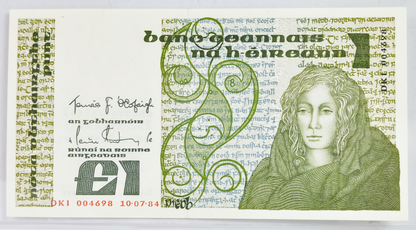 1984 Republic of Ireland 1 Pound Gaelic Note - 10.07.84 - Uncirculated (UNC) - 1984 Irish Republic One Pound Punt Banknote - P#70c
