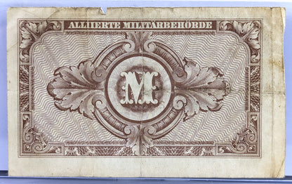 1944 Allied Military Germany 10 Mark Note - No Print Code, 8-Digit Serial - 1944 German Ten Mark Zehn Mark Allied Military Banknote - P#194d