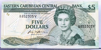 1985-88 (N.D.) East Caribbean States 5 Dollar Banknote - St. Vincent Issue - 1988 British Caribbean Five Dollars Note - P#18v