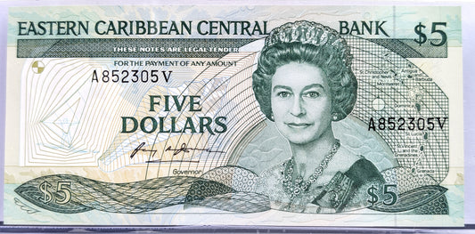 1985-88 (N.D.) East Caribbean States 5 Dollar Banknote - St. Vincent Issue - 1988 British Caribbean Five Dollars Note - P#18v