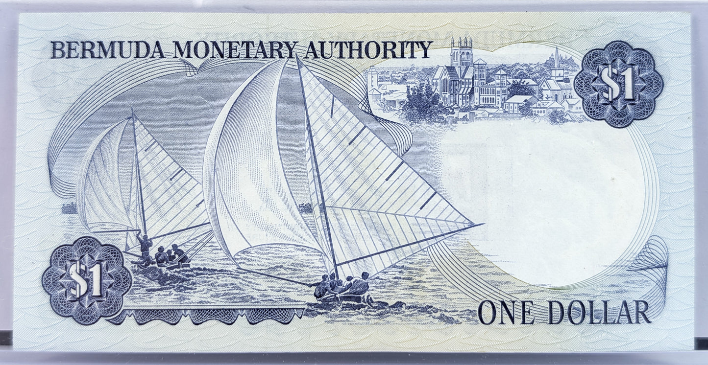 1979-84 Bermuda Monetary Authority 1 Dollar Note - Choice of Issue Date - 1982 British Bermuda One Dollar Banknote - P#28b