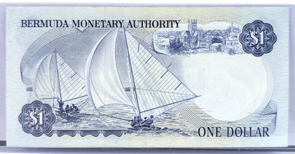 1979-84 Bermuda Monetary Authority 1 Dollar Note - Choice of Issue Date - 1982 British Bermuda One Dollar Banknote - P#28b