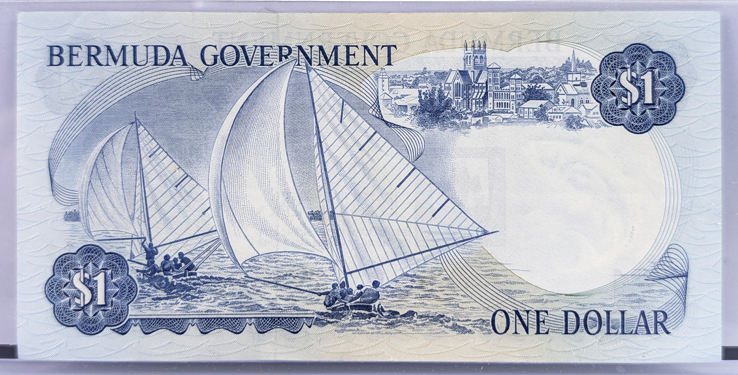 1970 Bermuda Government 1 Dollar Note - Rarer Early Date - Choice of High Grade - 1970 British Bermuda One Dollar Banknote - P#23a
