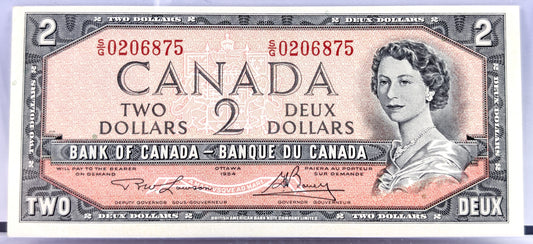 1954 Bank of Canada 2 Dollar Note - Choose by grade - Lawson/Bouey Signatures - 1954 Canadian Two Dollar Banknote - P#76d