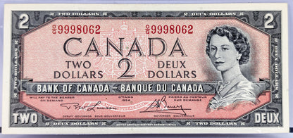 1954 Bank of Canada 2 Dollar Note - Choose by grade - Lawson/Bouey Signatures - 1954 Canadian Two Dollar Banknote - P#76d
