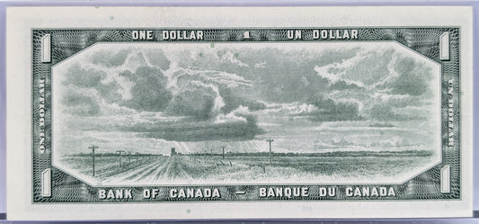 1954 Bank of Canada 1 Dollar Banknote - Lawson/Bouey Signatures - BABN Issue - 1954 Canadian One Dollar Modified Portrait Note - P#75d