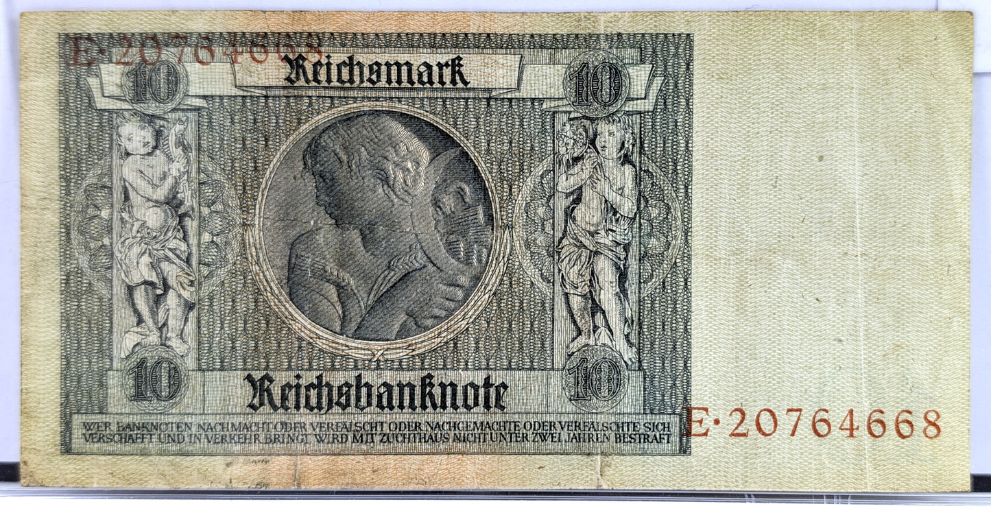 1929 10 Reichsmark German Bank Note - 1929 Reichsbanknote Reichsmark Note - Choice of Grade - 1929 Ten Reichsmark Note - P#180a