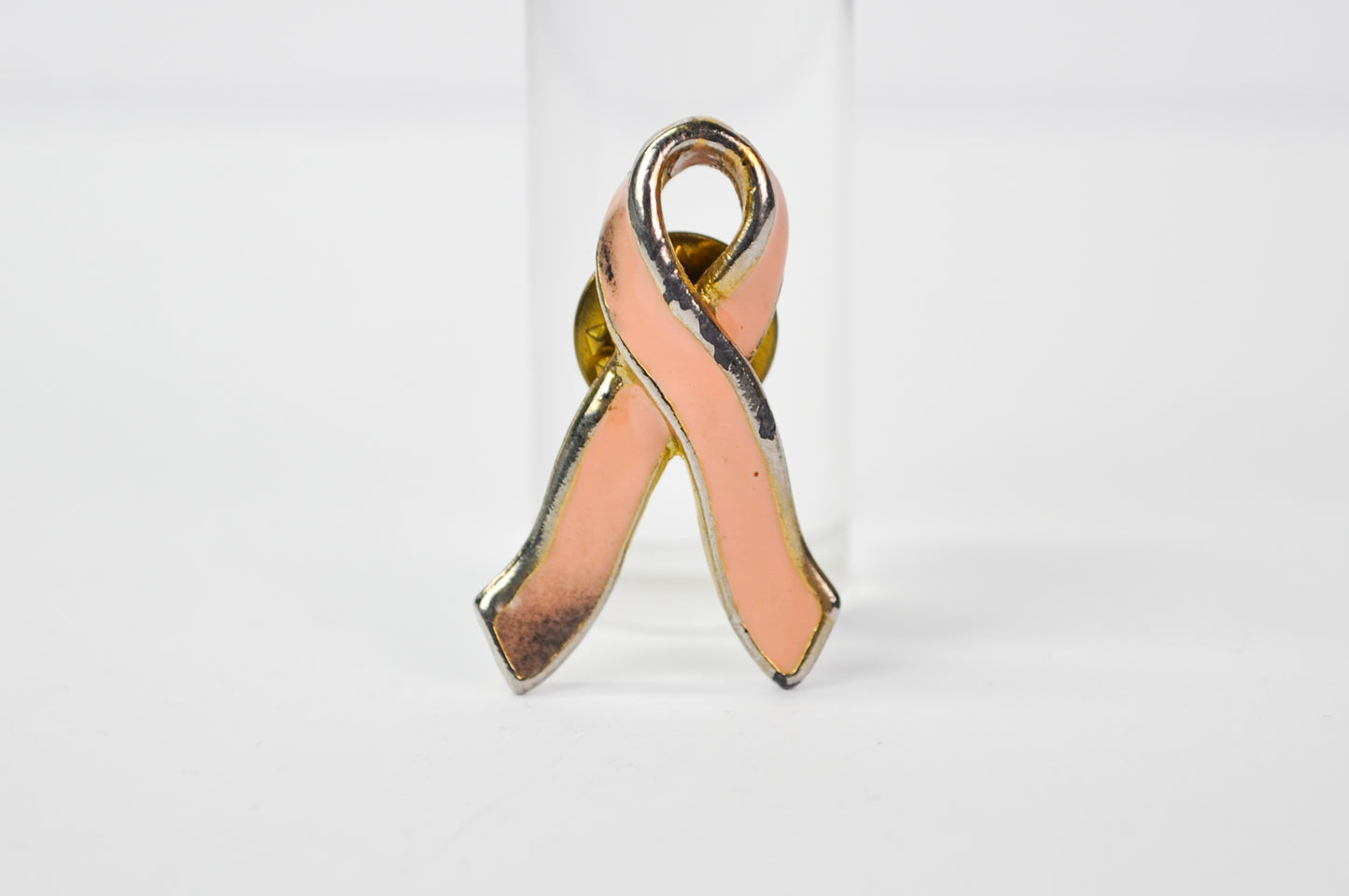 Vintage Avon Gold-Toned Pink Enamel Breast Cancer Ribbon Lapel Pin - Avon Breast Cancer Awareness Pink Ribbon Tie Tac Pin Brooch