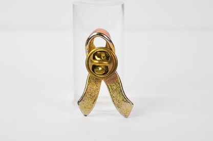 Vintage Avon Gold-Toned Pink Enamel Breast Cancer Ribbon Lapel Pin - Avon Breast Cancer Awareness Pink Ribbon Tie Tac Pin Brooch
