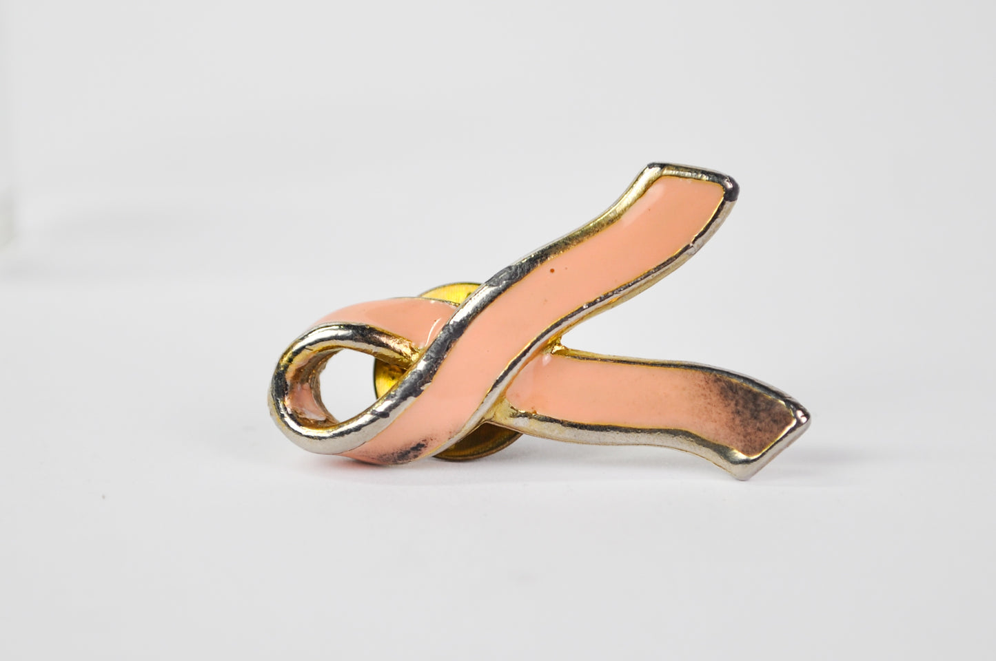 Vintage Avon Gold-Toned Pink Enamel Breast Cancer Ribbon Lapel Pin - Avon Breast Cancer Awareness Pink Ribbon Tie Tac Pin Brooch