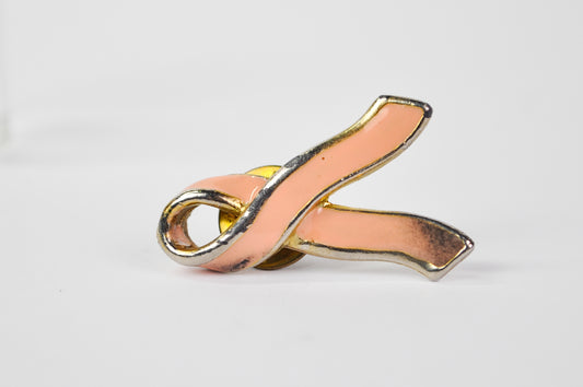 Vintage Avon Gold-Toned Pink Enamel Breast Cancer Ribbon Lapel Pin - Avon Breast Cancer Awareness Pink Ribbon Tie Tac Pin Brooch