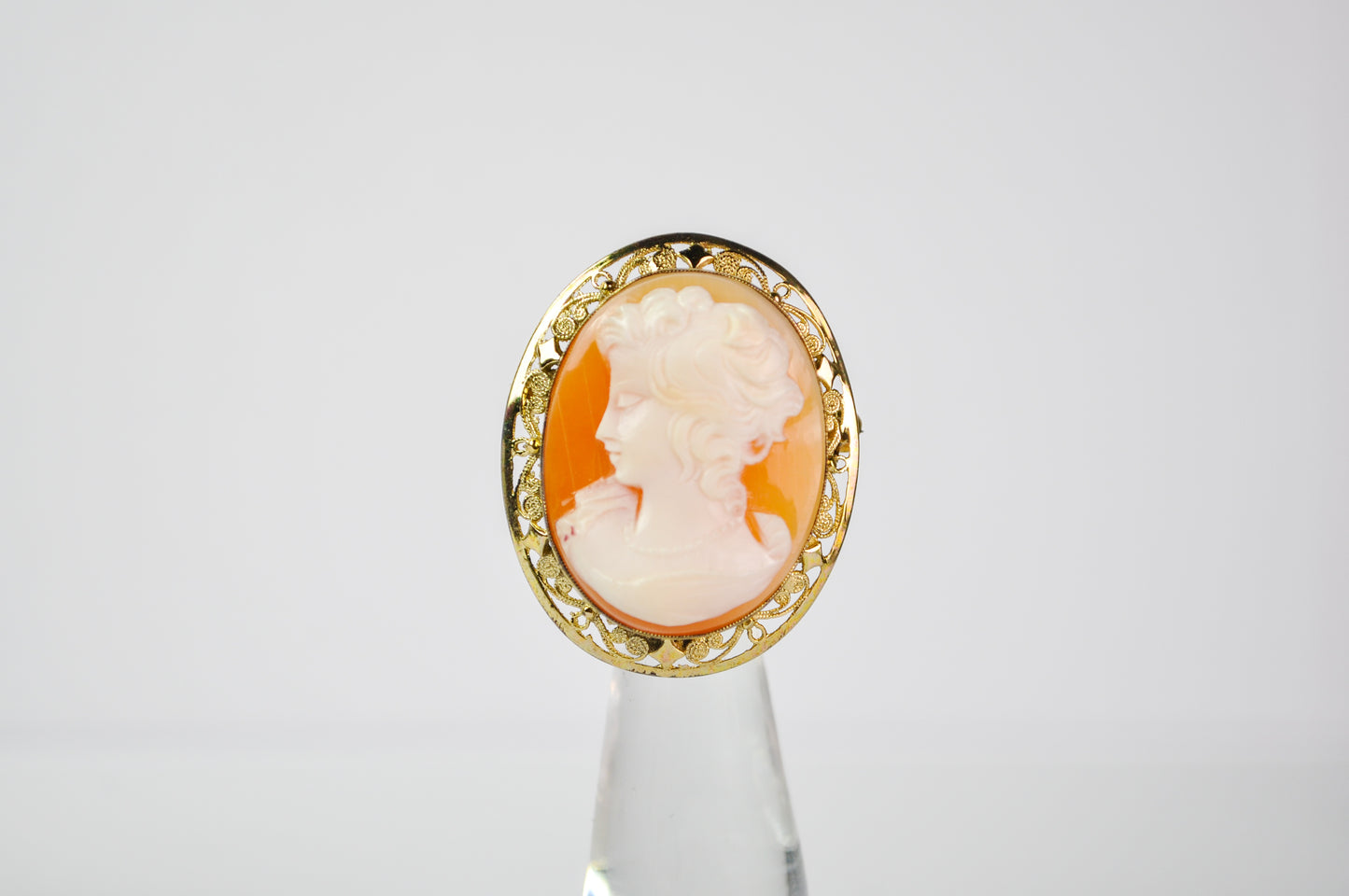 Antique Gold Vermeil Sterling Silver Authentic Cameo Brooch - Made in Germany - Vintage Victorian Woman Cameo Sterling Silver 925 Pin