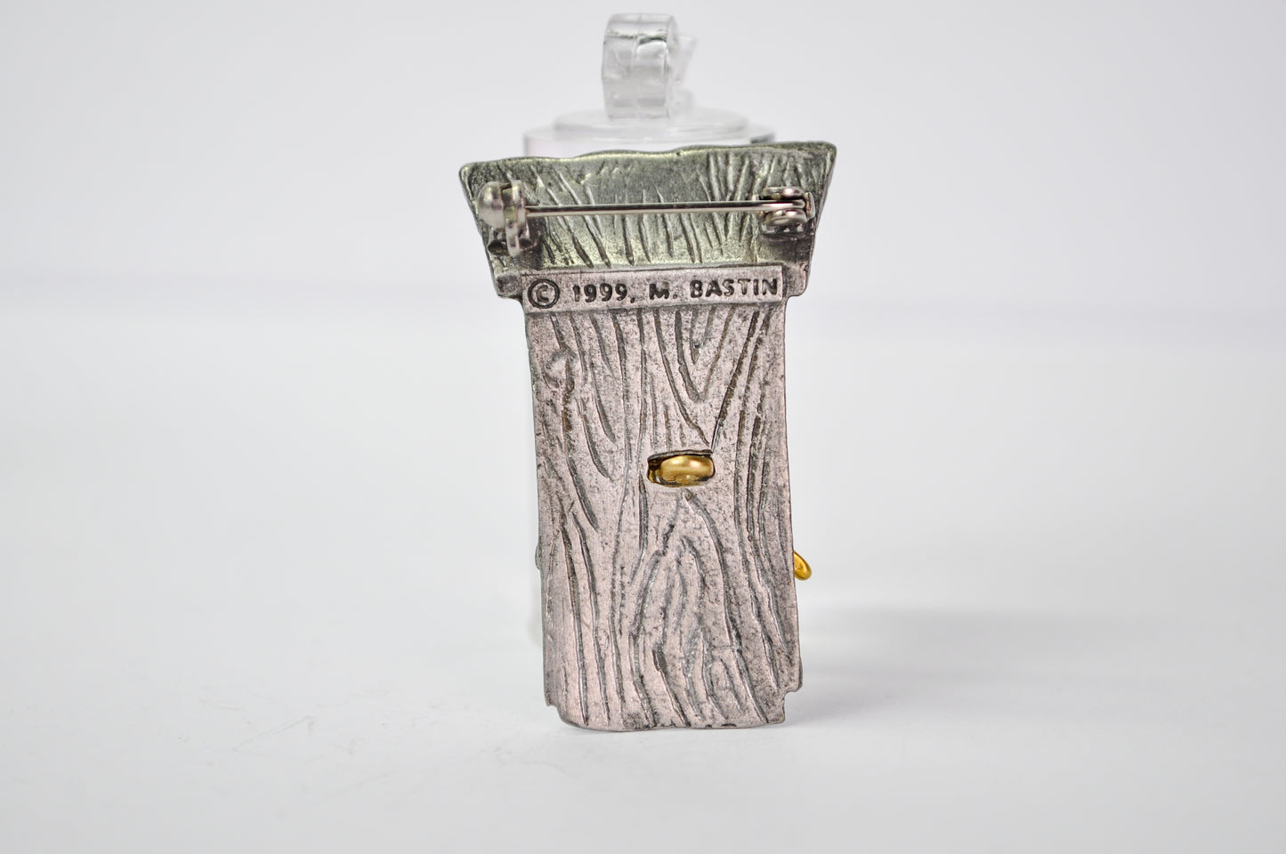 Vintage 1999 M. Bastin Two Tone Birdhouse Pewter Brooch - Vintage M. Bastin Signed Pewter Bird House Pin