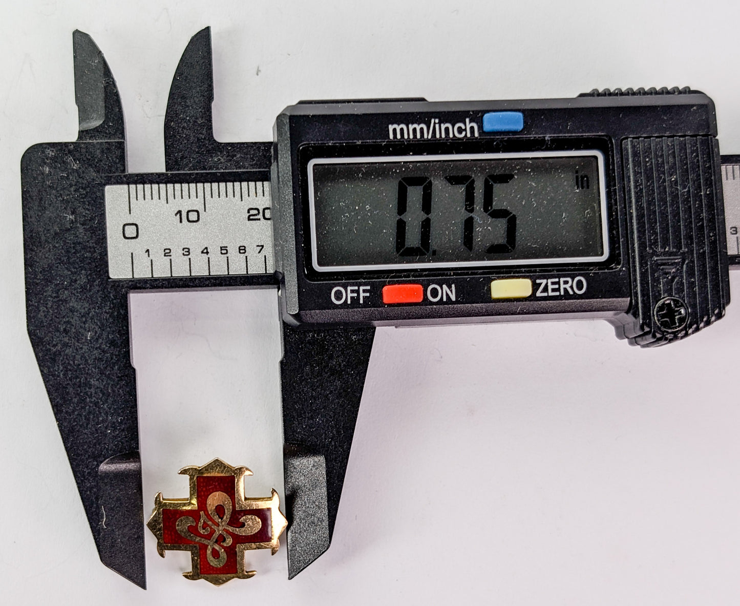 Vintage 10K Gold J. H. Monogram Red Enamel Cross Lapel Pin - M. A. F. 1956 Engraved - Boston Made - Ten Karat Gold Red Cross Brooch