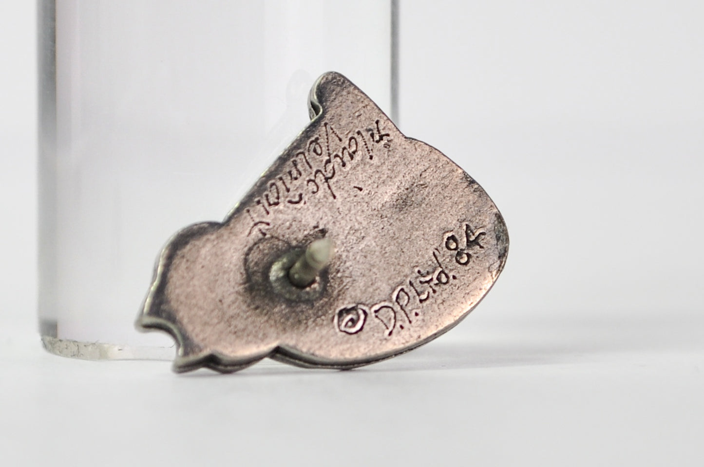 1984 Danforth Pewter Tabby Cat Lapel Pin - Funny Cat Pin! - Vintage Danforth Pewter Tabby Kitten Tie Tac Pin Brooch