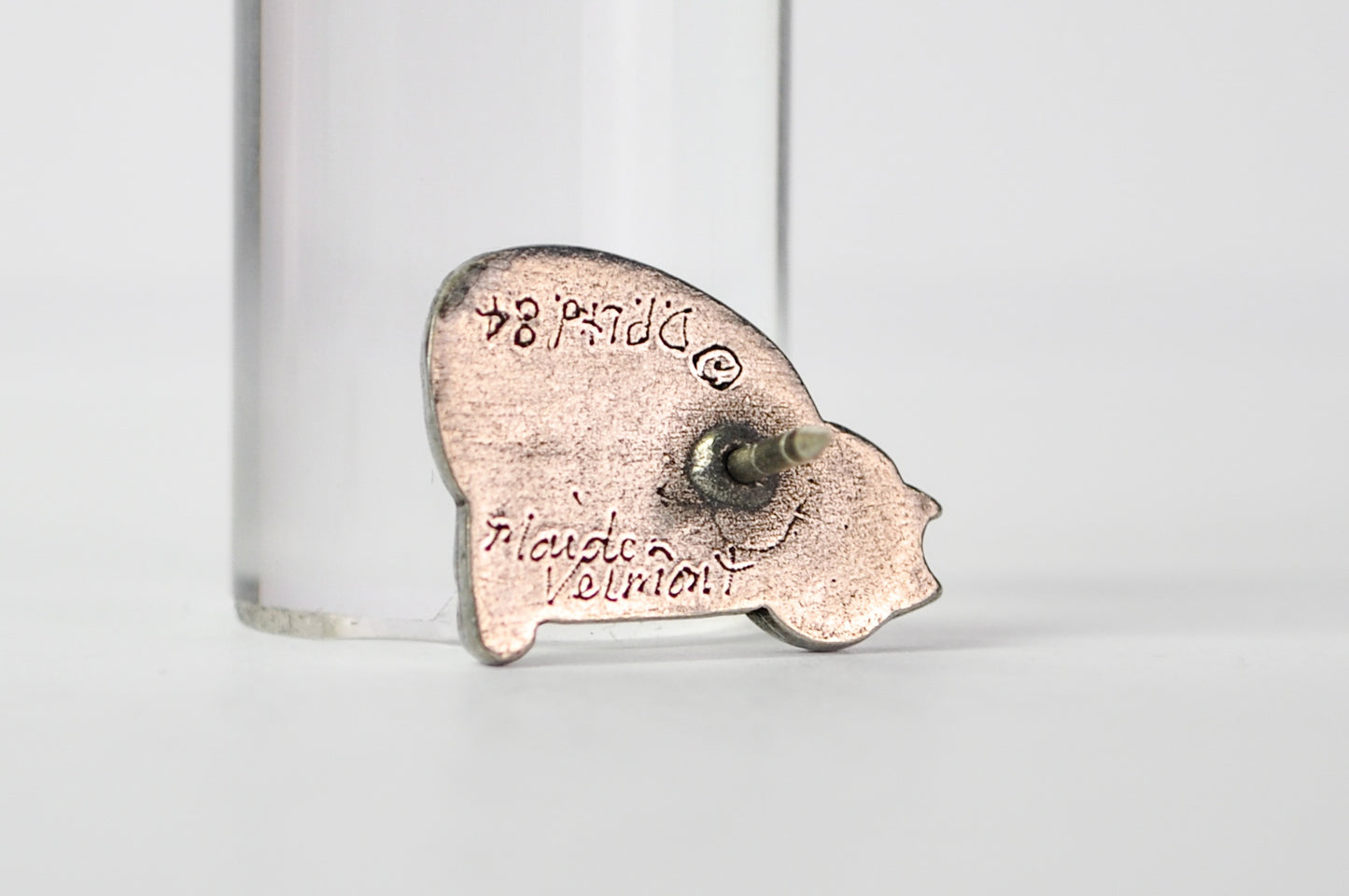 1984 Danforth Pewter Tabby Cat Lapel Pin - Funny Cat Pin! - Vintage Danforth Pewter Tabby Kitten Tie Tac Pin Brooch