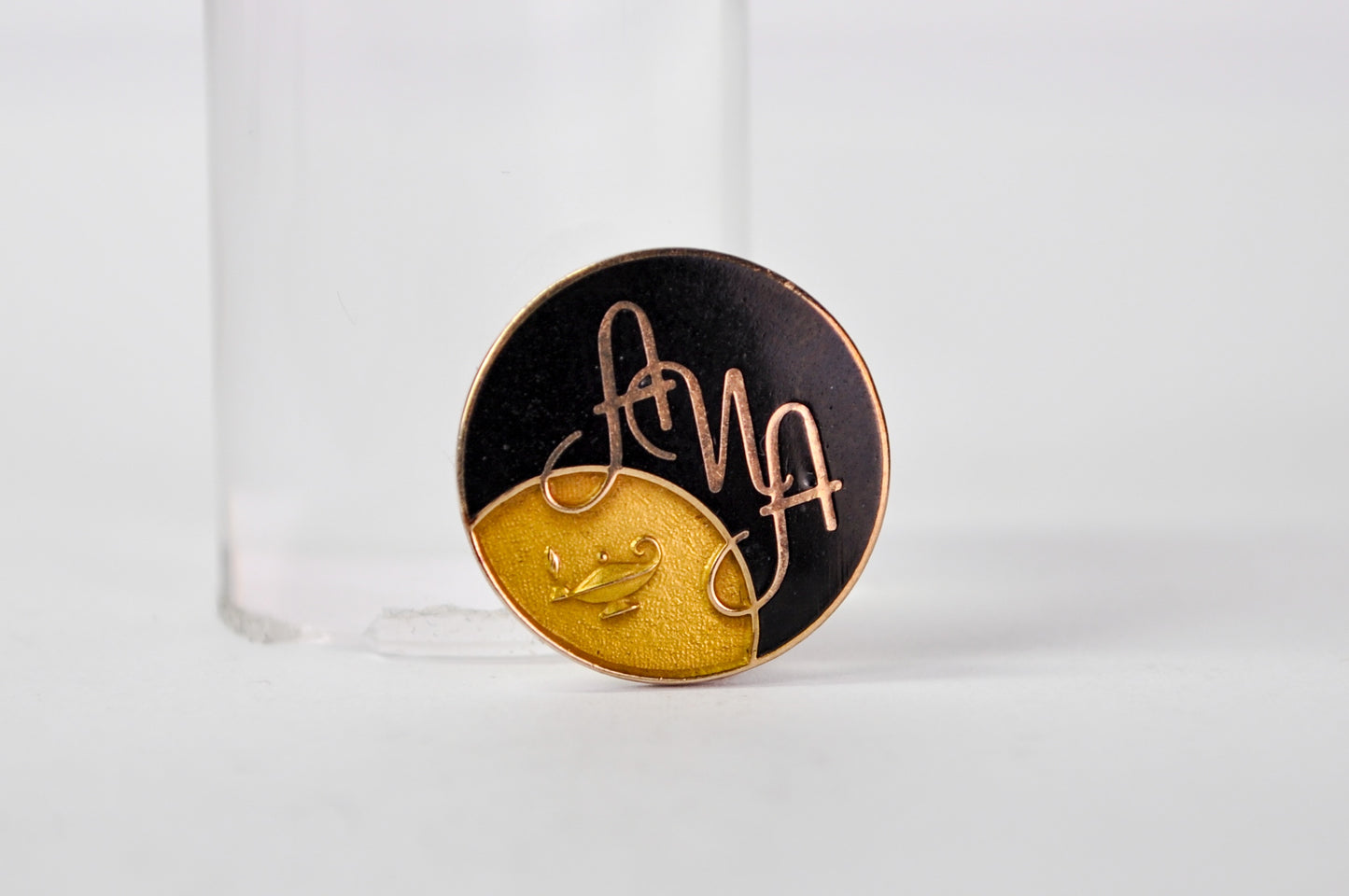 Vintage 10K Gold American Nurses Association ANA Enamel Lapel Pin - LGB 10K Stamped - Stunning Ten Karat Gold ANA Nurse Lamp Brooch