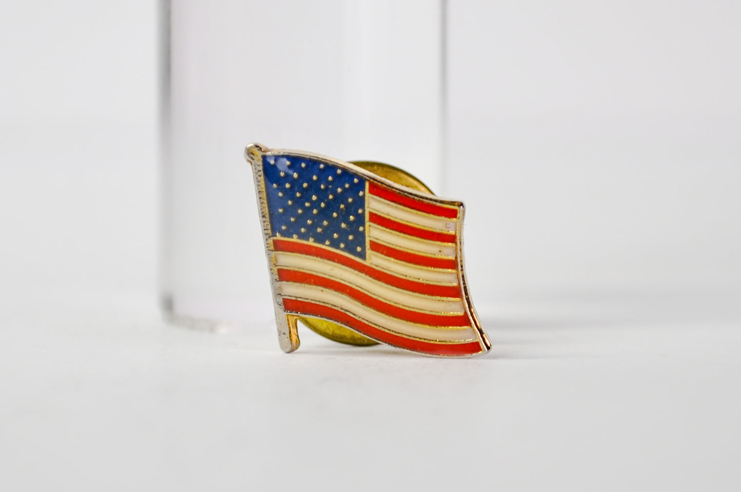 Pre-1959 Gold-Toned Enamel American Flag 48 Stars Lapel Pin - Vintage 48 Stars USA Flag Before 1959 Tie Tac Pin Brooch