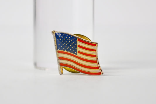 Pre-1959 Gold-Toned Enamel American Flag 48 Stars Lapel Pin - Vintage 48 Stars USA Flag Before 1959 Tie Tac Pin Brooch