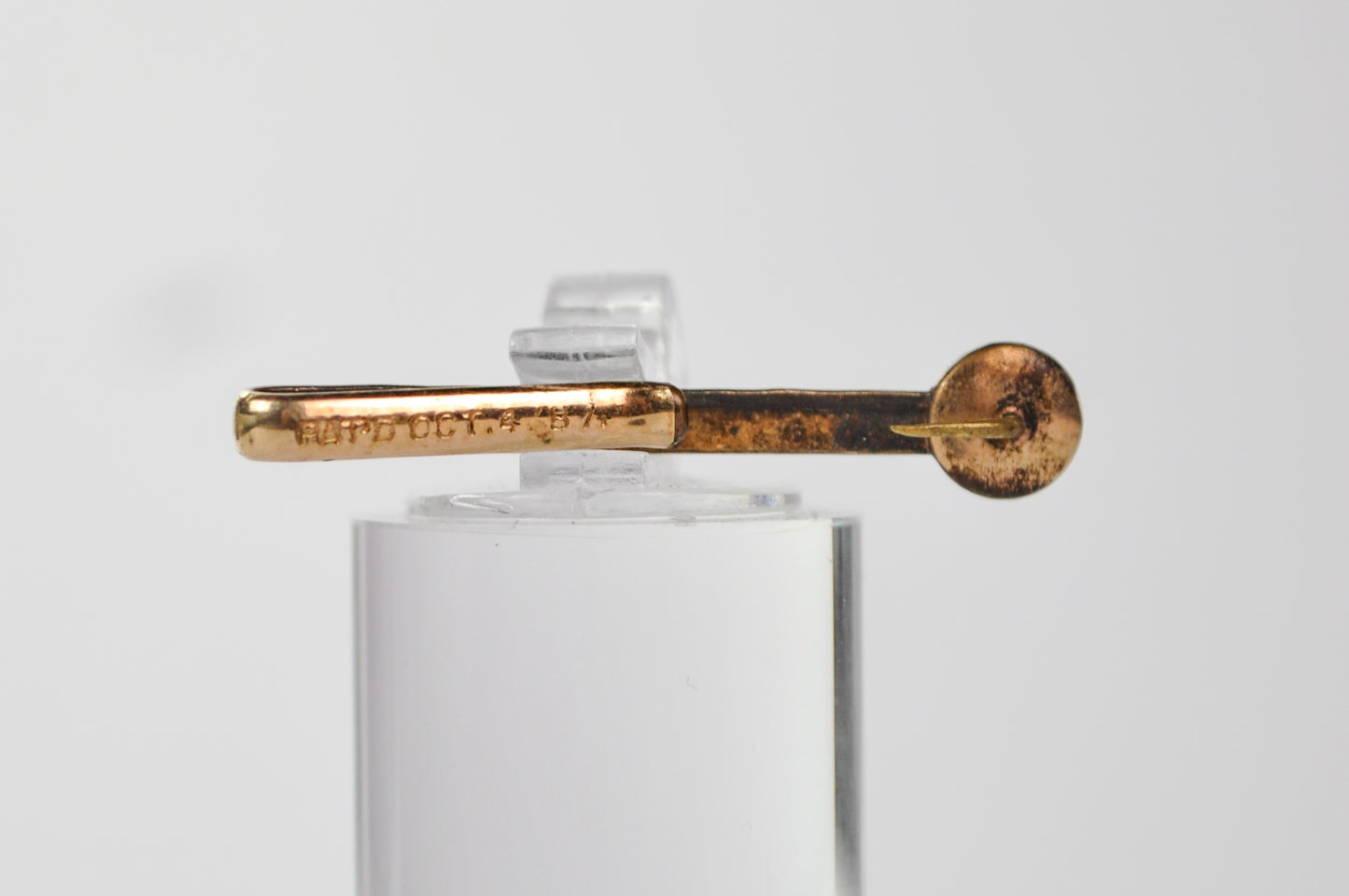 1887 Patented Gold Toned Victorian Engraved Cuff Pin - Patented Oct 4th, 1887 - Antique Victorian Engraved Gold Tone Cuff Pin