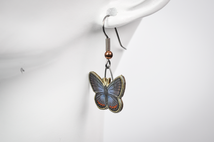 Jabebo Studios Karner Blue Butterfly Dangle Earrings - Made of Recycled Paperboard - Unique Eco-Friendly Butterfly Earrings