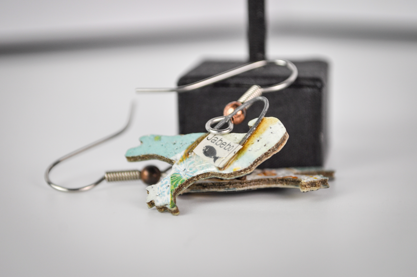 Jabebo Studios Crested Caracara Bird Dangle Earrings - Made of Recycled Paperboard - Unique Eco-Friendly Bird of Prey Earrings