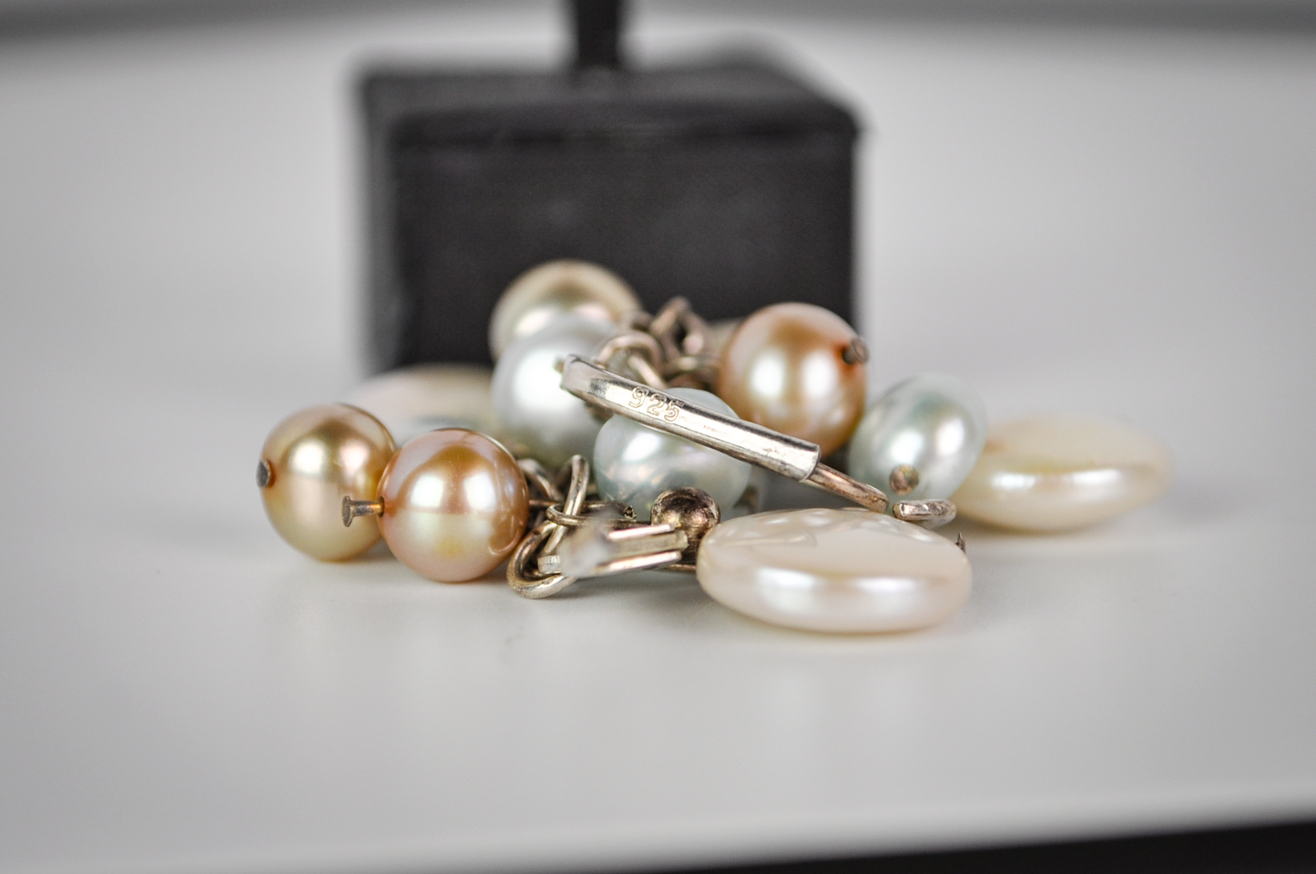 Vintage Sterling Silver Multi-Tone Genuine Freshwater Pearl Cluster Dangle Earrings - Stamped 925 - Stunning Sterling Silver Pearl Earrings