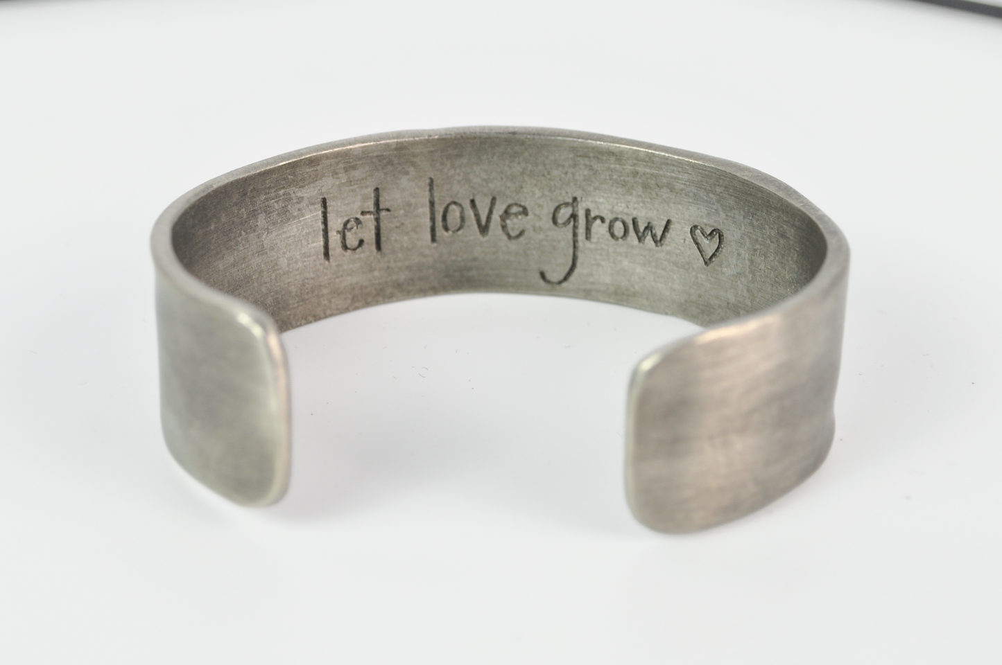 Vintage Lisa Leonard Pewter 'Let Love Grow' Heart and Vines Cuff Bracelet - 1990s Pewter Love Heart Lisa Leonard Bangle Cuff
