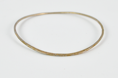 Dainty Hand-Hammered Gold Tone Sterling Silver 925 Bangle Bracelet - Thin Bangle - Stamped 925 Sterling Bangle Bracelet
